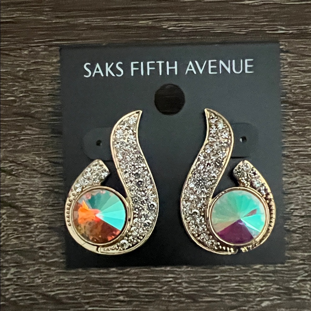 Saks Fifth Avenue Gold and Silver Swirl Earrings